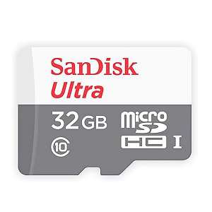 Cartao de Memoria 32GB microSDHC Sandisk Ultra 100MB Classe 10 - SDSQUNR-032G-GN3MA