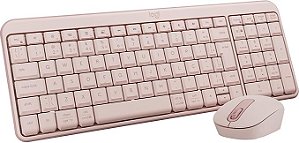 Kit Teclado e Mouse Sem Fio Logitech Bluetooth MK250 Rosa USB -920-013518