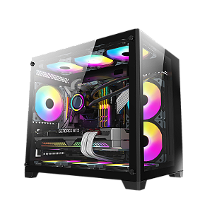 Gabinete Liketec Cube Kirra C270B RGB 4X Fan 240m Vidro Temperado - Preto - LC-AT-STORM-02