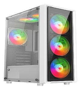 Gabinete Gamer Liketec Sigma, Mid Tower, Vidro Temperado, ATX, Sem Fonte, Com 3 Fans Branco