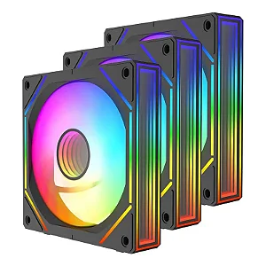 Cooler 120X120X25Mm Kit com 3 Fan ARGB Liketec Puzzle Preto LK-PUZZLE-2025-KIT s/ controladora