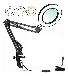 Lupa e Luminária de LED Ring Light 6"  - Tomate MLG-116