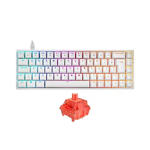 TECLADO MECANICO AKKO MODELO 3068S BRANCO SWITH ORANGE