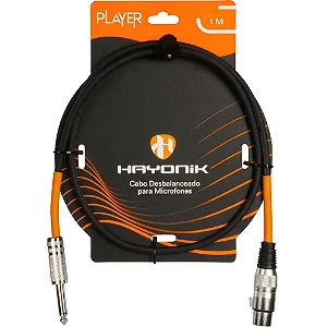Cabo para Microfone Hayonik Player XLR Fêmea x P10 1metro  Preto