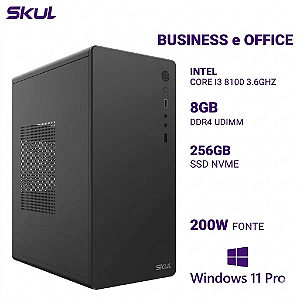 Computador Skul Intel i3 8ºG 8GB DDR4 M2 256GB SSD Win 11 Pro + Brinde