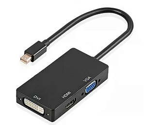 Adaptador de Video 3 em 1 DisplayPort x Hdmi Femea / Dvi Femea / Vga Femea