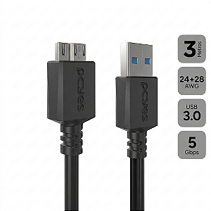 Cabo para Hd Externo Usb A 3.0 Macho para Micro Usb B 3.0 - 5 Metros - Puamcm3-3
