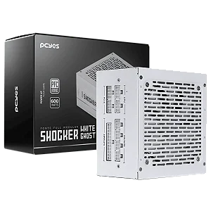 Fonte Gamer Pcyes Shocker Full Modular 600W 80 Plus Standard - White Ghost - Fm600Wwg