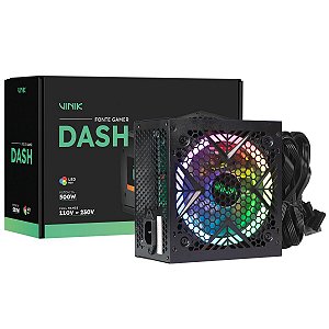 Fonte Gamer Dash 500W Preto Com Fan Led Rgb - Vfg500Wpr
