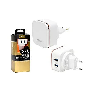 Carregador com 2 USB 2,4A Carga Ráp auto IDida Shinka SH-AC66