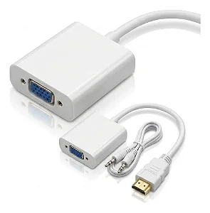 Adaptador Hdmi Para Vga Full Hd com Áudio P2  Tomate  Branco - MTV-603