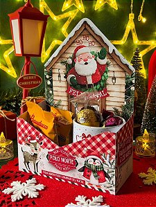 Kit 5 Cestas Envelope de Natal – Tema Casa do Papai Noel | Paperkart