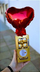Presente Ferrero com Balão Coração – Surpreenda com Elegância e Amor