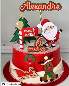 Topo de Bolo Natal 3D – Personalizado em Papel Fotográfico 180g