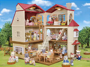 Casa Telhado Vermelho com Luzes Sótão Secreto - Sylvanian Families
