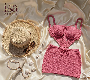 Top Corset e Mini Saia de Crochê