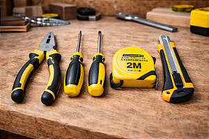 Kit de Ferramentas 5 Peças com Alicate, Chaves, Trena 2m e Estilete