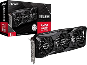 Placa de Vídeo ASRock RX 7600 Challenger PRO OC AMD Radeon, 8GB, GDDR6, Triple Fan - 90-GA62ZZ-00UANF