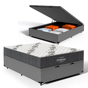 Cama Box Baú + Colchão Ortobom De Espuma D33 Airtech 100 Casal 138 cm