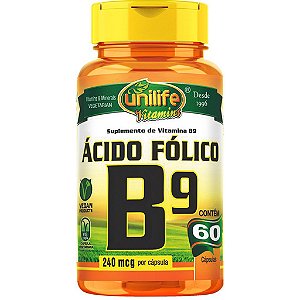 ÁCIDO FÓLICO B9 - 60CP - 240 MCG -  UNILIFE