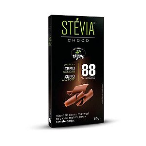 CHOCOLATE STEVIA 88% CACAU 70GR -  VEGAN