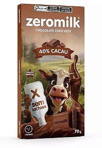 CHOCOLATE 40% CACAU VEGANO - 70G - ZEROMILK