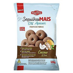 SEQUILHOS NAZINHA MAIS FIBRA ZERO - CACAU/COCO 120G
