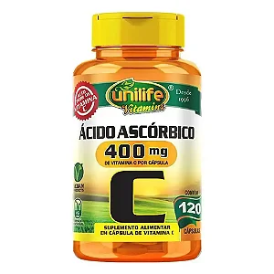 ÁCIDO ARCÓRBICO VITAMINA C - 120CÁPS 400MG - UNILIFE