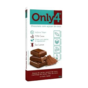CHOC C/AÇUCAR DE COCO - 70G - ONLY4