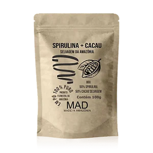 Spirulina com Cacau Selvagem da Amazônia 100g MAD
