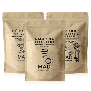 Kit Imunidade Cúrcuma 45gr + Gengibre 45gr + Spirulina 30gr MAD