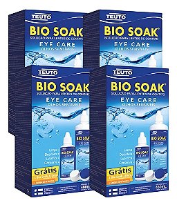 4 Kit Bio Soak Solução Para Lentes De Contato 480ml + Estojo