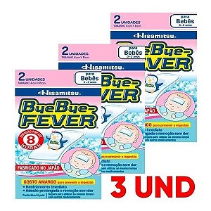 Kit 3 Adesivo Bye Bye-fever Para Bebês Dura 8hs C/2 Un Febre