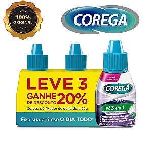 Kit 3 Fixador de Dentadura Corega Pó 22G