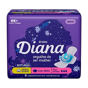 Absorvente Diana Noturno Com Abas Suave 8 Unidades