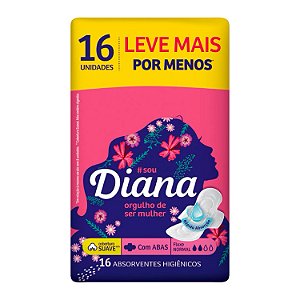 Absorvente Diana Suave com abas Pacote com 16 unidades