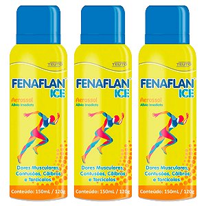 Fenaflan Ice Massageador Aerosol 150ml/ 120g Alívio Imediato para Suas Dores