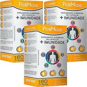 Polimais + Imunidade Vitaminas Cdzse C/60 Cápsulas Nutriex