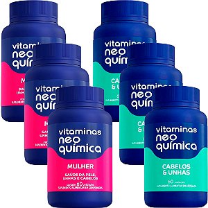 Kit Vitamina Neo química Mulher + Cabelos e unhas 60/60 comprimidos
