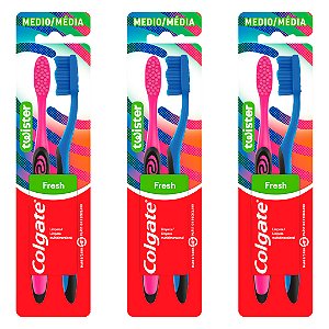 Escova Dental Twister Colgate Fresh Média 2 Unidades