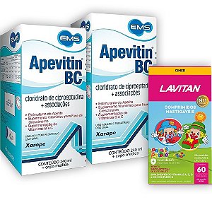 Kit 2 Apevitin Bc 240ml + Lavitan Kids Patati Patata Vitamina Infantil Sabor Tutti Frutti Cimed c/60 Comprimidos