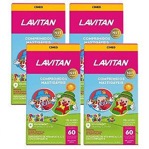 Kit 4 Lavitan Patati Patata Vitamina Infantil Sabor Tutti Frutti Cimed c/60 Comprimidos