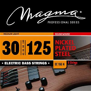 ENCORDOAMENTO MAGMA BE166N BAIXO 6 CORDAS (.030 - .125), NÍQUEL, ESCALA LONGA