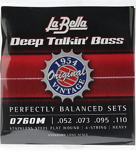 ENCORDOAMENTO LA BELLA DEEP TALKIN BASS 0760M - FLAT WOUND - 052/073/095/110