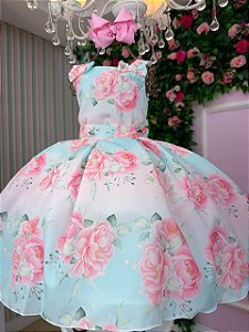 Vestido Mini Miss Lorena Florido Azul Bebe