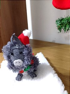 Burro sentando bicho boneco de Natal de lã enfeite de mesa pequeno
