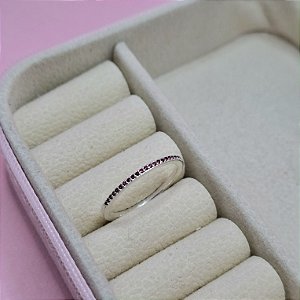21- Anel Cravejado Pink 16/18 - Prata