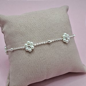 14- Pulseira Flor de Pérola - Prata