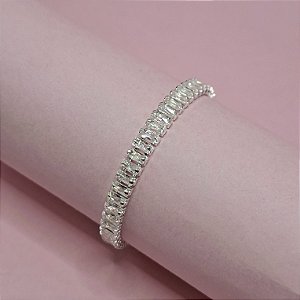 17- Pulseira Riviera Luxo Cristal 5mm - Prata
