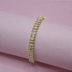 18- Pulseira Riviera Luxo Cristal 5mm - Dourado